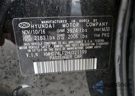 2017 Hyundai Elantra Se из США, поврежденный, VIN KMHD74LF2HU321199